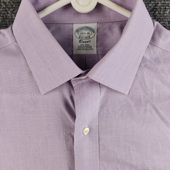 Brooks Brothers Purple Non-Iron Classic 15.5 35 Cotton Button Up Mens Shirt - Picture 1 of 16